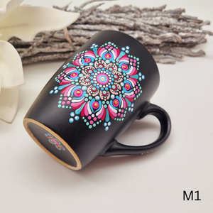 Mandala Porzellan-Tasse 340ml handbemalt